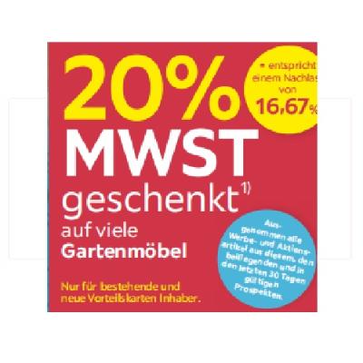 Promotion Bild von 20% MWST geschenkt auf viele Gartenmöbel Möbelix