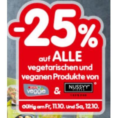 Promotion Bild von -25% auf ALLE vegetarischen und veganen Produkte von Spar Veggi & Nussyy INTERSPAR