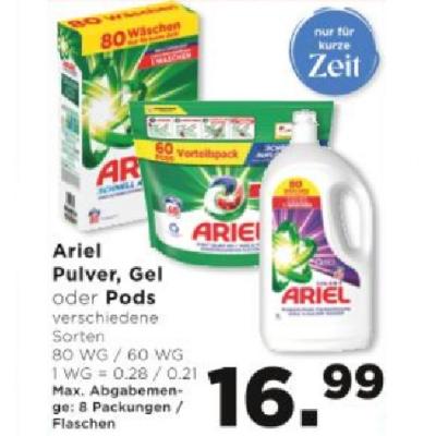 Promotion Bild von Ariel Pulver, Gel oder Pods verschiedene Sorten je 16.99€ Unimarkt
