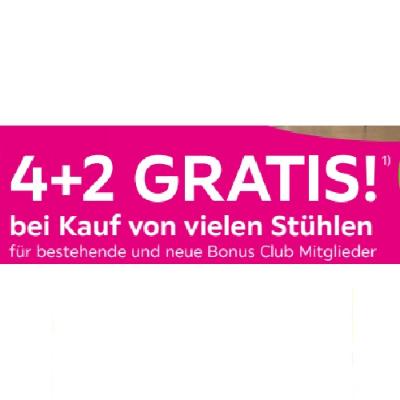 4+2 GRATIS! bei Kauf von vielen Stühlen mömax