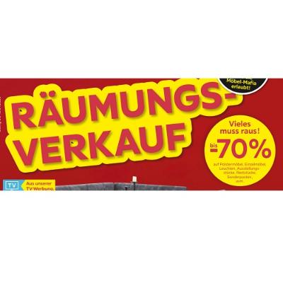 RÄUMUNGSVERKAUF Vieles muss raus! bis -70% auf Polstermöbel, Einzelmöbel, Leuchten, Ausstellungsstücke, Reststücke, Sonderposten, uvm. Möbelix