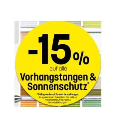 -15% auf alle Vorhangstangen& Sonnenschutz Betten Reiter