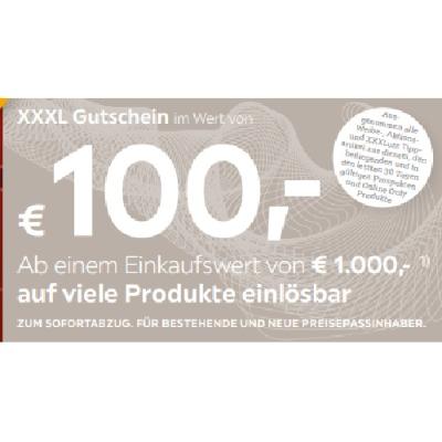 XXXL Gutschein im Wert von € 100,- Ab einem Einkaufswert von € 1.000,- auf viele Produkte einlösbar XXXLutz