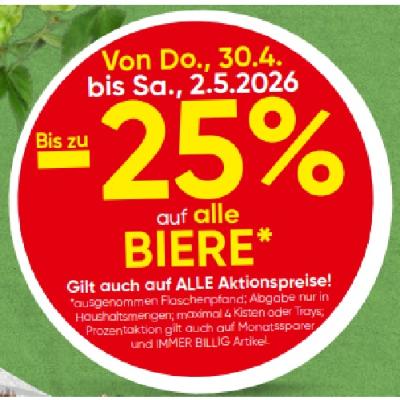 Bis zu -25% auf alle BIERE SPAR