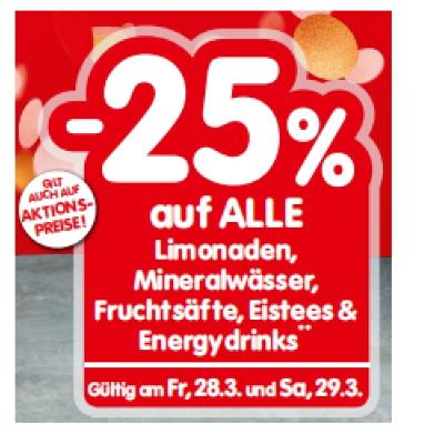 Promotion Bild von -25% auf ALLE Limonaden, Mineralwässer, Fruchtsäfte, Eistees & Energydrinks INTERSPAR