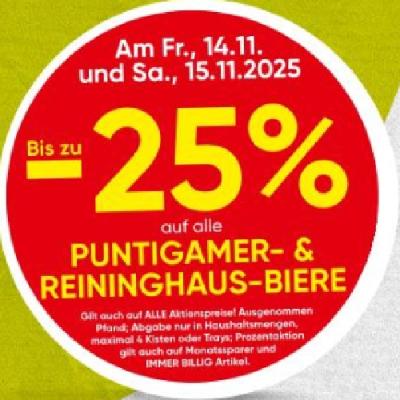 Bis zu -25% auf alle PUNTIGAMER- & REININGHAUS-BIERE SPAR