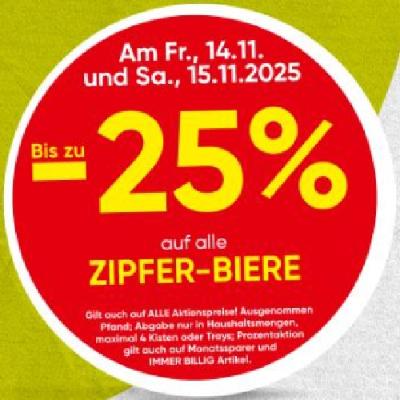 Bis zu -25% auf alle ZIPFER-BIERE SPAR