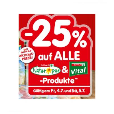 Promotion Bild von -25% auf ALLE SPAR NATUR PUR & SPAR VITAL Produkte INTERSPAR