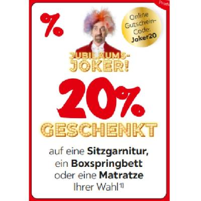 Promotion Bild von JUBILÄUMS-JOKER! 20% geschenkt auf eine Sitzgarnitur, ein Boxspringbett oder eine Matratze Ihrer Wahl XXXLutz