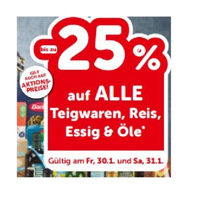 bis zu -25% auf ALLE Teigwaren, Reis, Essig & Öle INTERSPAR