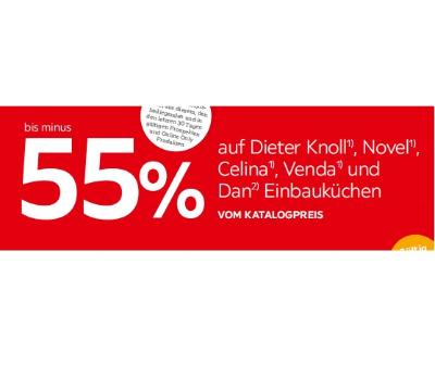 bis minus 55% auf Dieter Knoll, Novel, Celina, Venda und Dan Einbauküchen VOM KATALOGPREIS XXXLutz