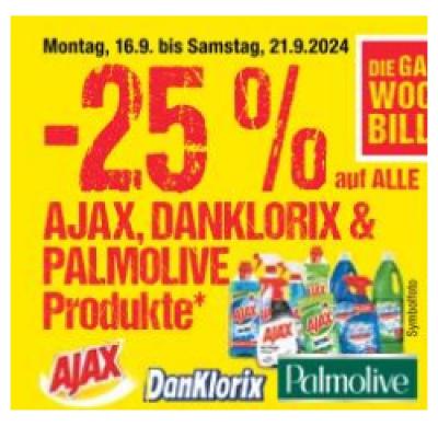 -25% auf ALLE AJAX, DANKLORIX & PALMOLIVE Produkte Maximarkt