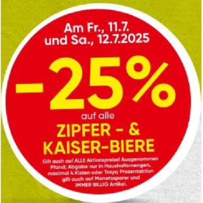 Promotion Bild von -25% auf alle ZIPFER- & KAISER-BIERE SPAR