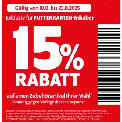 Bild von 15% RABATT auf einen Zubehörartikel Ihrer Wahl DAS FUTTERHAUS