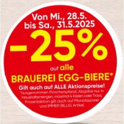 -25% auf alle BRAUEREI EGG-BIERE SPAR