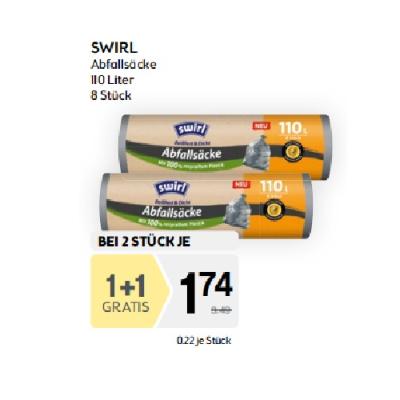 Promotion Bild von 1+1 GRATIS beim Kauf von Swirl SWIRL Abfallsack, 110 L, 8 Stück BIPA