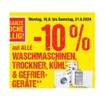 Promotion Bild von -10% auf ALLE WASCHMACHINEN, TROCKNER, KÜHL- & GEFRIERGERÄTE Maximarkt