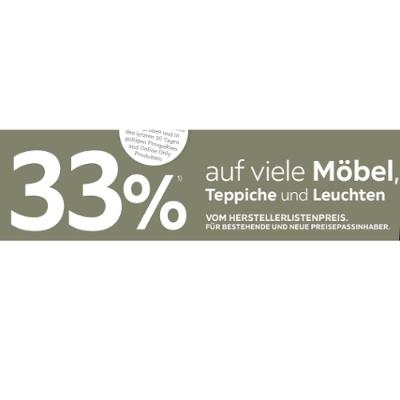 33% auf viele Möbel, Teppiche und Leuchten VOM HERSTELLERLISTENPREIS XXXLutz