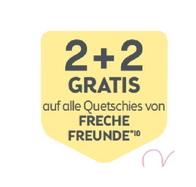 2+2 GRATIS auf alle Quetschies von FRECHE FREUNDE BIPA