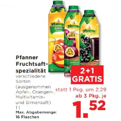 Promotion Bild von Pfanner Fruchtsaftspezialität verschiedene Sorten ab 3 Pkg. je 1.52€ Unimarkt