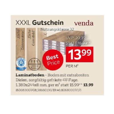 Promotion Bild von venda Laminatboden je 13,99€ XXXLutz