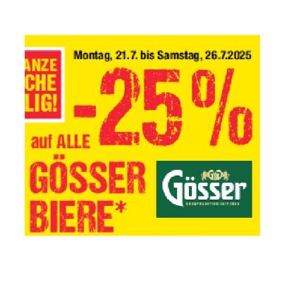 Promotion Bild von -25% auf ALLE GÖSSER BIERE Maximarkt