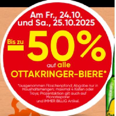 Bis zu -50% auf alle OTTAKRINGER-BIERE SPAR