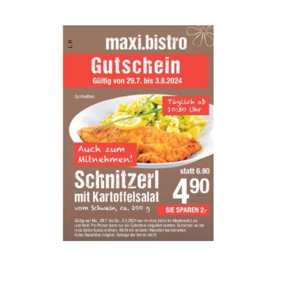 Bild von maxi.bistro Schnitzerl mit Kartoffelsalat vom Schwein je 4.90€ Maximarkt