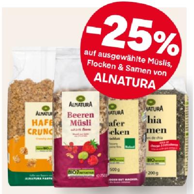 -25% auf ausgewählte Müslis, Flocken & Samen von ALNATURA MPREIS