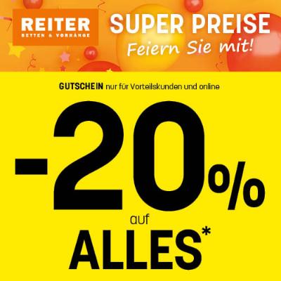 Promotion Bild von -20% auf ALLES* Rabatt exklusiv online & nur für Vorteilskund*innen, auch auf Sonderbestellungen gültig Betten Reiter 