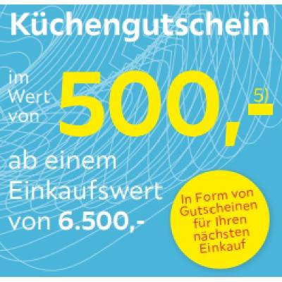 Promotion Bild von Küchengutschein im Wert von 500,- ab einem Einkaufswert von 6.500,- Möbelix