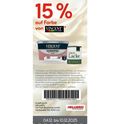 15% auf Farbe von VINCENT HELLWEG