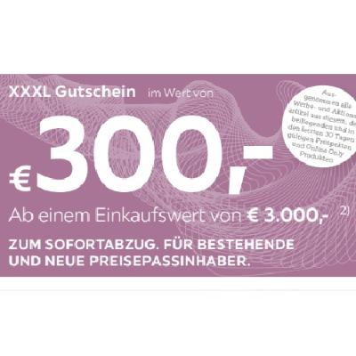 XXXL Gutschein im Wert von € 300,- Ab einem Einkaufswert von € 3.000,- XXXLutz