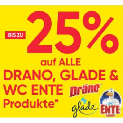 BIS ZU -25% auf ALLE DRANO, GLADE & WC ENTE Produkte Maximarkt