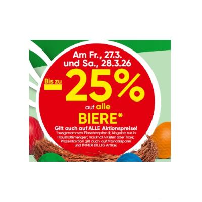 Bis zu -25% auf alle BIERE EUROSPAR