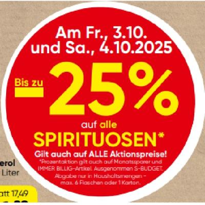 Bis zu -25% auf alle SPIRITUOSEN SPAR