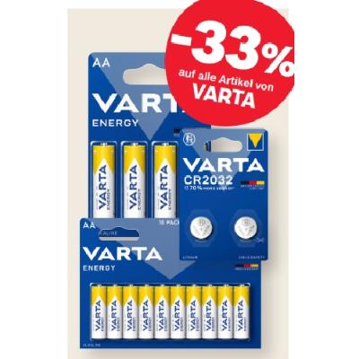 -33% auf alle Artikel von VARTA