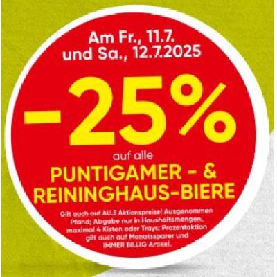 Promotion Bild von -25% auf alle PUNTIGAMER- & REININGHAUS-BIERE SPAR