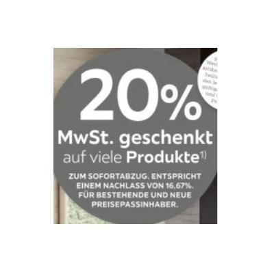 20% MwSt. geschenkt auf viele Produkte XXXLutz