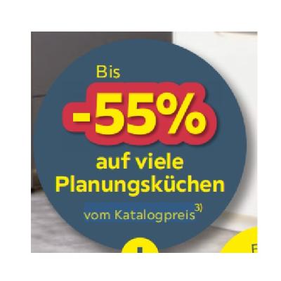 Bis -55% auf viele Planungsküchen vom Katalogpreis Möbelix