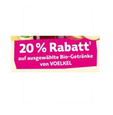 Bild von 20% Rabatt auf ausgewählte Bio-Getränke von VOELKEL Denns BioMarkt