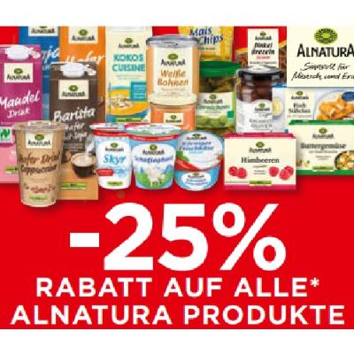 -25% RABATT AUF ALLE ALNATURA PRODUKTE Unimarkt