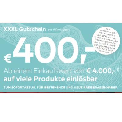 XXXL Gutschein im Wert von € 400,- Ab einem Einkaufswert von € 4.000,- auf viele Produkte einlösbar XXXLutz