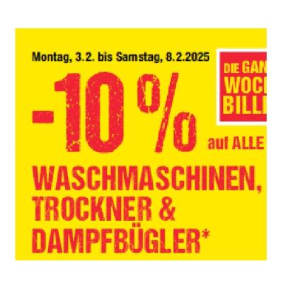 Promotion Bild von -10% auf ALLE WASCHMASCHINEN, TROCKNER & DAMPFBÜGLER Maximarkt