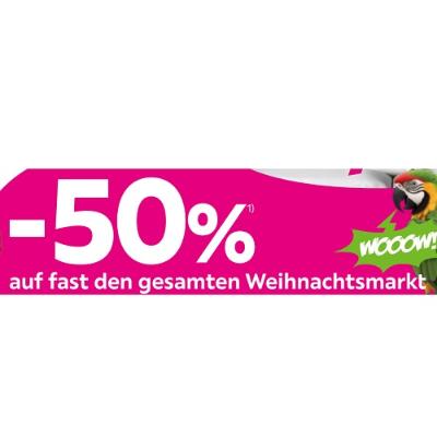 -50% auf fast den gesamten Weihnachtsmarkt mömax