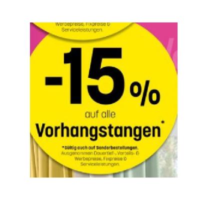 Promotion Bild von -15% auf alle Vorhangstangen Betten Reiter