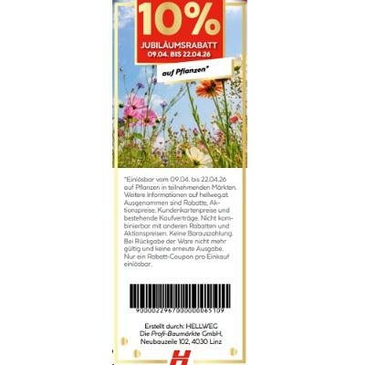 10% JUBILÄUMSRABATT auf Pflanzen HELLWEG