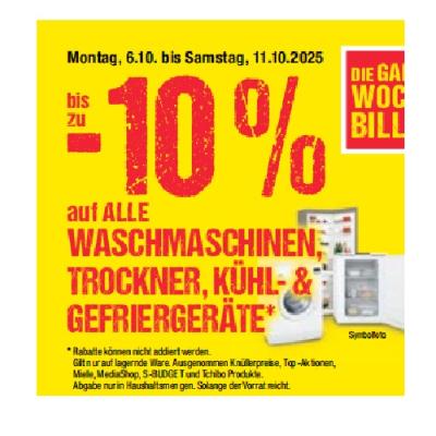 bis zu -10% auf ALLE WASCHMASCHINEN, TROCKNER, KÜHL- & GEFRIERGERÄTE Maximarkt