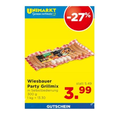 Promotion Bild von Wiesbauer Party Grillmix je 3.99€ Unimarkt