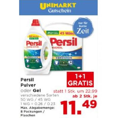 Promotion Bild von Persil Pulver oder Gel verschiedene Sorten ab 2 Stk. je 11.49€ Unimarkt